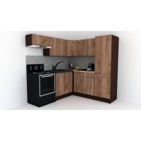 Bucatarie de Colt GENA NEW 10 DR. 190-200, Fara Corp de Cuptor, Wenge / Decor K004